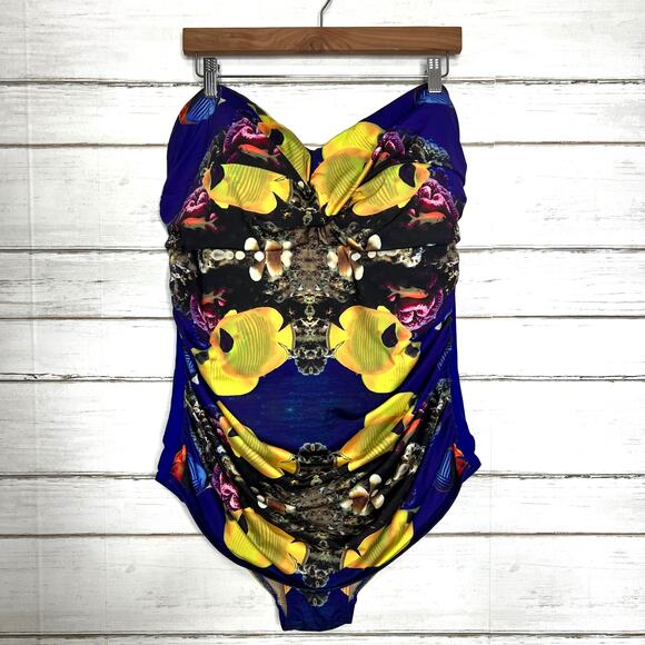 ModCloth Be Pacific One-Piece Strapless Swimsuit Plus Size 4X - Picture 1 of 11